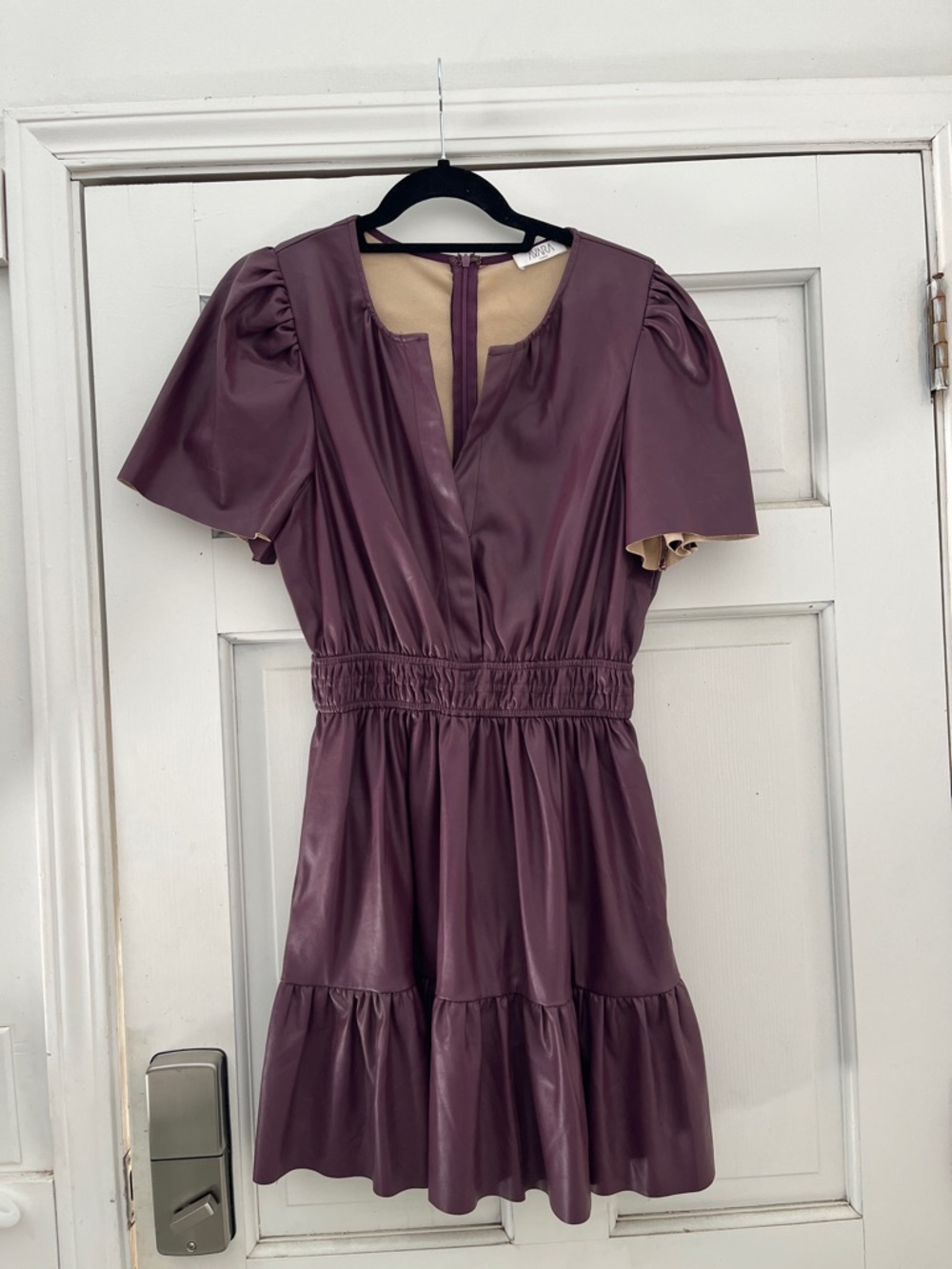 Avara Faux Leather Dress in Plum sz L